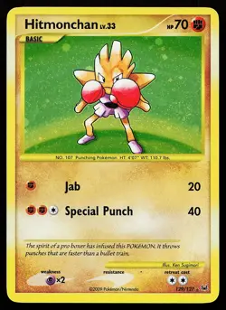 Hitmonchan 129/127 Secret Rare Holo Platinum Pokemon Card - Image 1
