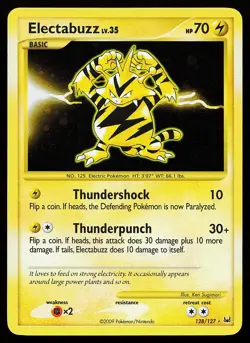 Electabuzz 128/127 Secret Rare Holo Platinum Pokemon Card - Image 1
