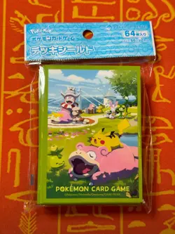 POKEMON CENTER JAPAN SLOWPOKE/SLOWBRO/PIKACHU CARD SLEEVES (64) NEW/SEALED - Image 1