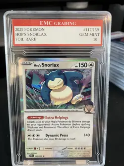 HOP'S SNORLAX HOLO FOIL 2025 Pokemon RARE #117/159 Card GRADED 10 MINT - Image 1