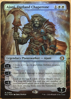 LIMITED EDITION Lorwyn MtG Ajani, Outland Chaperone Unplayed NM BORDERLESS FOIL! - Image 1