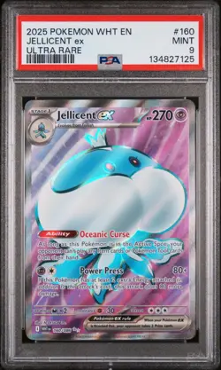 2025 POKEMON WHT EN-WHITE FLARE ULTRA RARE #160 JELLICENT EX PSA 9 - Image 1