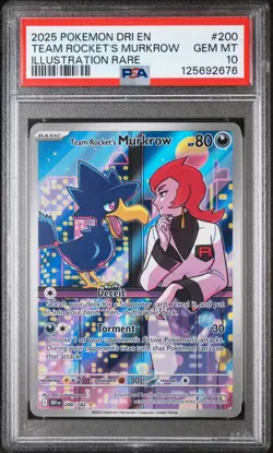2025 POKEMON DRI EN-DESTINED RIVALS #200 TEAM ROCKET'S MURKROW PSA 10 - Image 1