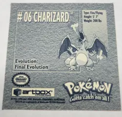 1999 Pokemon Artbox Stickers Series 1 Charizard #6 - Image 2