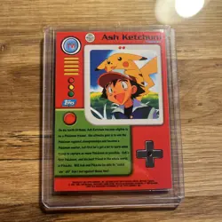 1999 Topps Pokemon #TV1 Ash Ketchum & Pikachu Blue Logo - Image 2