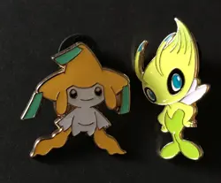 2 X Pin Jirachi & Celebi Mythical 20th Anniversary Pokemon Badge Metal 2016 - Image 1