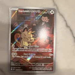 Pokemon Team Rocket's Meowth SV10 203/182 Holo Illustration Rare 70 HP TCG - Image 1