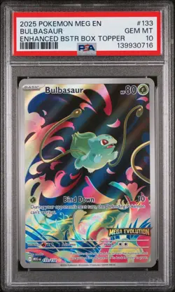 2025 POKEMON MEG EN-MEGA EVOLUTION #133 BULBASAUR ENHANCED BSTR BOX TOPPER - Image 1