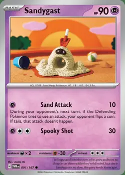 Pokemon Sandygast - 091/167 - Common - Reverse Holo NM-Mint Twilight Masquerade - Image 1