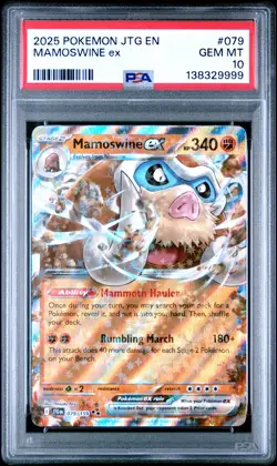 2025 POKEMON JTG EN-JOURNEY TOGETHER #079 MAMOSWINE EX PSA 10 - Image 1
