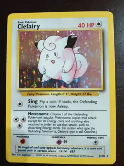 Pokemon TCG Clefairy Base Set 5/102 Holo Unlimited Holo Rare WOTC VINTAGE - Image 1