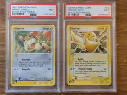 2X LOT 2003 Pokemon Black Star Holo Promo PSA 9 Pikachu Holo #012 Meowth #013 - Image 1