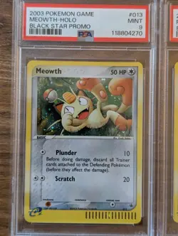 2X LOT 2003 Pokemon Black Star Holo Promo PSA 9 Pikachu Holo #012 Meowth #013 - Image 2