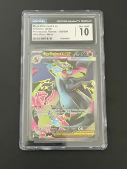 Pokemon Mega Charizard X Ex 109/094 Me02: Phantasmal Flames Holo CGC Gem Mint 10 - Image 1