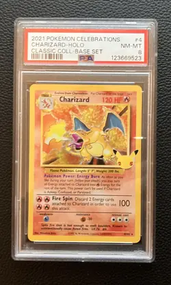 2021 POKEMON CELEBRATIONS CLASSIC COLLECTION #4 CHARIZARD-HOLO PSA 8 - Image 1
