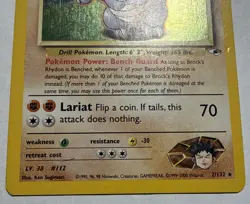 Pokemon Brock's Rhydon Gym Heroes Holo Rare 21/132 2000 Unlimited MP W/Swirl - Image 2