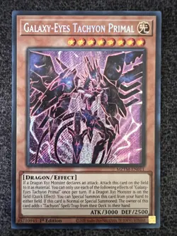 Yugioh Galaxy-Eyes Tachyon Primal MZTM-EN011 Secret Rare 1st Edition NM - Image 1