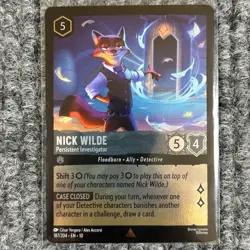 Disney Lorcana WitW Nick Wilde Persistent Investigator Cold Foil 187/204 - Image 1