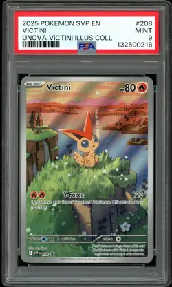 PSA 9 MINT Victini 208 Illustration Collection Promo Pokemon Card - Image 1