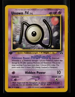 Unown [N] 50/75 Uncommon Non Holo 1st Edition Neo Discovery Pokemon Card - Image 1