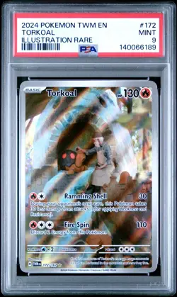 2024 POKEMON TWM EN-TWILIGHT MASQUERADE 172 TORKOAL ILLUSTRATION RARE PSA 9 - Image 1