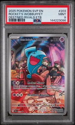 2025 Pokemon SVP EN Rocket’s Wobbuffet Destined Rivals ETB PSA Mint 9 - Image 3