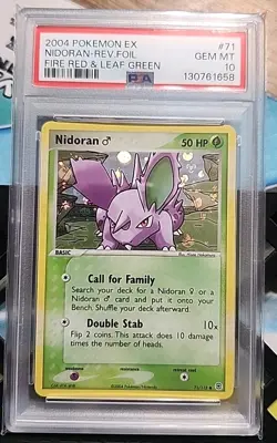 Nidoran M 71/112 FireRed & LeafGreen Reverse Holo Pokemon Psa 10 - Image 1
