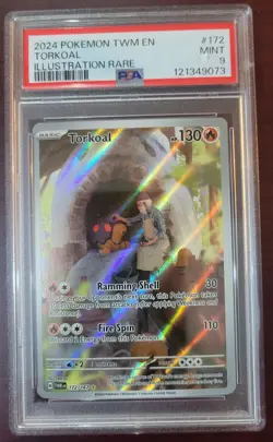 PSA 9 MINT POKEMON TWM EN-TWILIGHT MASQUERADE ILLUSTRATION RARE #172 TORKOAL - Image 1