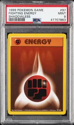 1999 POKEMON BASE SET SHADOWLESS #97 FIGHTING ENERGY PSA 9 - Image 1
