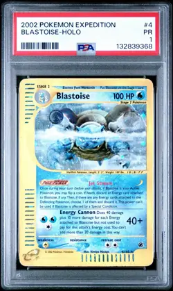 PSA 1 2002 Expedition Blastoise Holo Foil 4/165 E-Reader Series Pokemon Swirl - Image 1