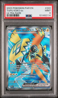 2023 Pokemon Scarlet & Violet Paradox Rift Tapu Koko ex #222 PSA 9 MINT - Image 1
