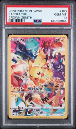 Pikachu 160/159 Crown Zenith Secret Rare Full Art FA Pokemon SWSH Graded PSA 10 - Image 1