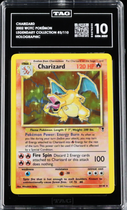 POKEMON 2000 CHARIZARD LEGENDARY COLLECTION #3/130 TAG 10 POP 1!!!!!! - Image 1