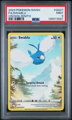 Tcg 2023 Pokemon Sword And Shield Crown Zenith #GG27 Fa/Swablu PSA 9 - Image 1