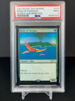 🌈 Birds of Paradise BOP - FOIL Secret Lair Promo - MTG #176 - PSA 9 MINT - Image 1