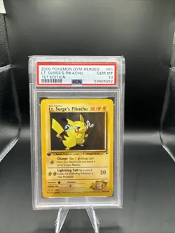 2000 POKEMON GYM HEROES 1ST EDITION #81 LT. SURGE'S PIKACHU PSA 10 - Image 1