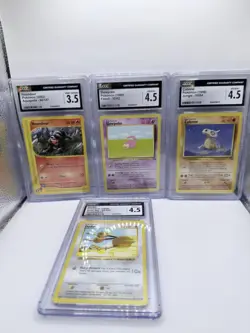 Pokemon Cards CGC Graded - Lot of 4 Slowpoke , Houndour, Cubone & Doduo - Image 1