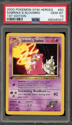 Pokemon Sabrina's Slowbro Gym Heroes 1st Edition #60 PSA 10 Gem Mint - Image 1