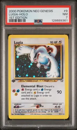 2000 POKEMON NEO GENESIS 1ST ED #9 LUGIA-HOLO PSA 7 - Image 1
