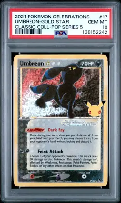 Pokemon Celebrations Umbreon Gold Star #17 Classic Collection PSA 10 Gem Mint - Image 3