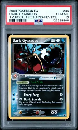 2004 POKEMON EX TEAM ROCKET RETURNS #36 DARK GYARADOS-REVERSE FOIL PSA 10 - Image 1