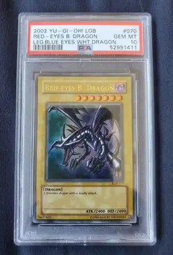 2002 YU-GI-OH! RED EYES BLACK DRAGON LOB 070 PSA 10 GEM MINT - Image 1