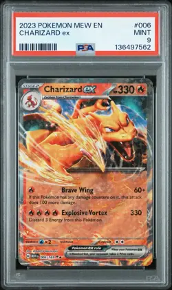 PSA9 Charizard Ex 2023 Pokemon Mew English 151 #006 Graded Trading Card - Image 1