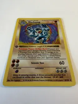Machamp Pokemon Card Shadowless 1st Edition Holo 8/102 Base Set Rare Vintage - Image 3