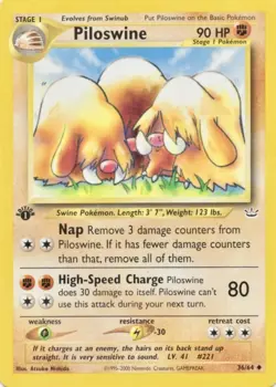 Piloswine 36/64 Neo Revelation 1st Edition Vintage Pokemon Card TCG English LP - Image 1