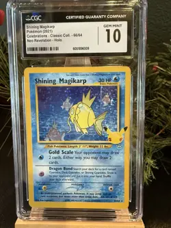 Shining Magikarp Holo Celebrations 2021 Pokemon Card #66 Neo Revelation CGC 10 - Image 2