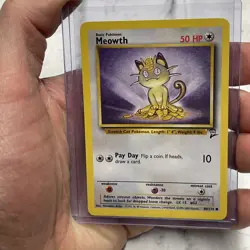 Pokemon Card Meowth 80/130 Base Set 2 Unlimited Common WOTC 2000 NM/MT Vintage - Image 1
