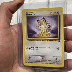 Pokemon Card Meowth 80/130 Base Set 2 Unlimited Common WOTC 2000 NM/MT Vintage - Image 2
