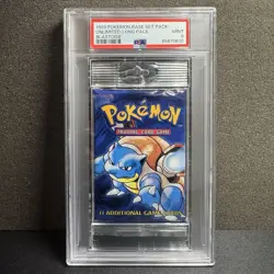 1999 Pokemon Base Set Unlimited Booster Pack PSA 9 Long Pack Blastoise Art - Image 1