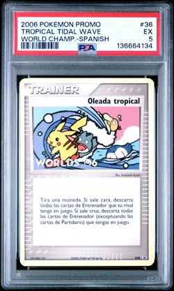 2006 POKEMON WORLD CHAMPIONSHIPS PROMO SPANISH #36 TROPICAL TIDAL WAVE PSA 5 - Image 1